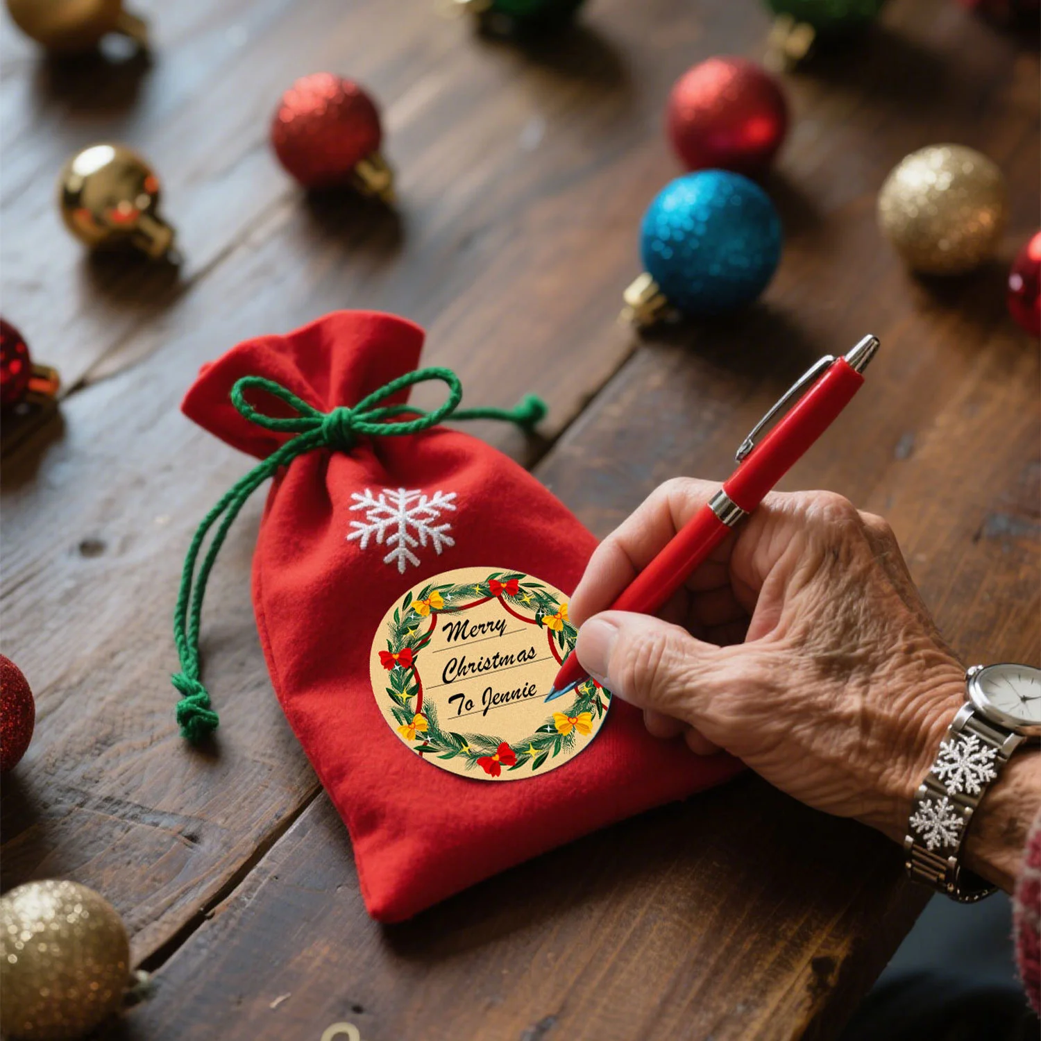 3.8 سنتيمتر كبيرة 320 ورقة/بكرة دائرية عيد الميلاد كرافت ورقة ملصق ملصقات الزخرفية DIY الخبز الختم