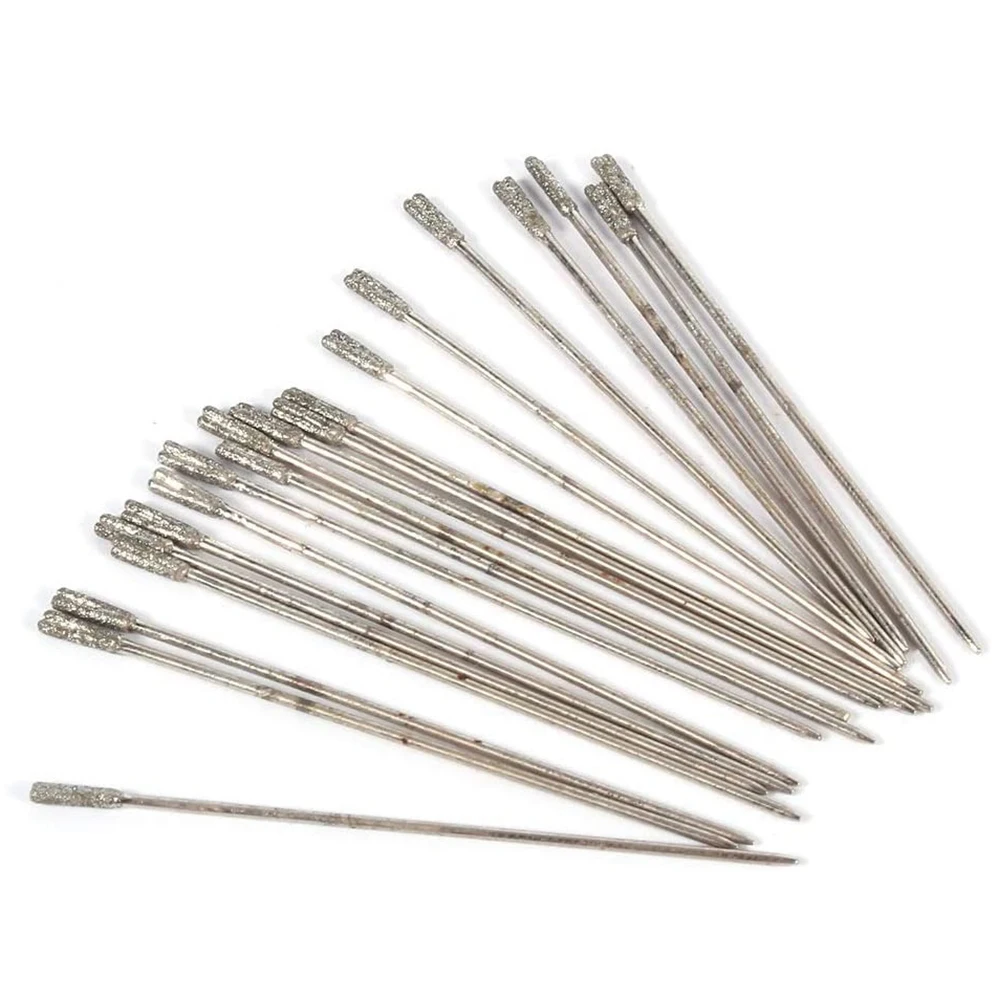 20Pcs 1mm Diamond Coated Lapidary Drill Bit Solid Bits Needle For Jewelry Ceramic Jade Agate Glass Amber Drilling Tool For Tools