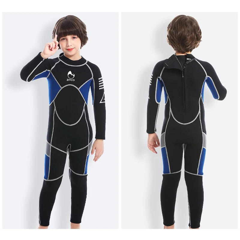 Kids Wetsuit Boys Girls 2.5mm/3mm Neoprene Fullsuit Back Zip for Toddler Youth Water Aerobics Dive Boating Snorkeling Surfing