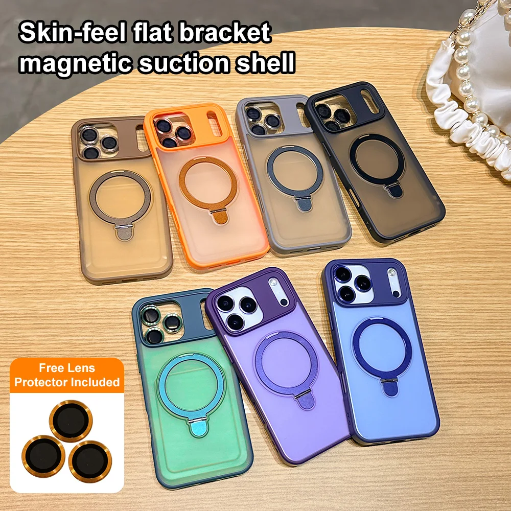 Coque Magsafe pour iPhone 17 Pro Max 16 15 14 13 12 11 Pro Max Plus avec anneau magnétique, support de charge sans fil et protection de l'appareil photo