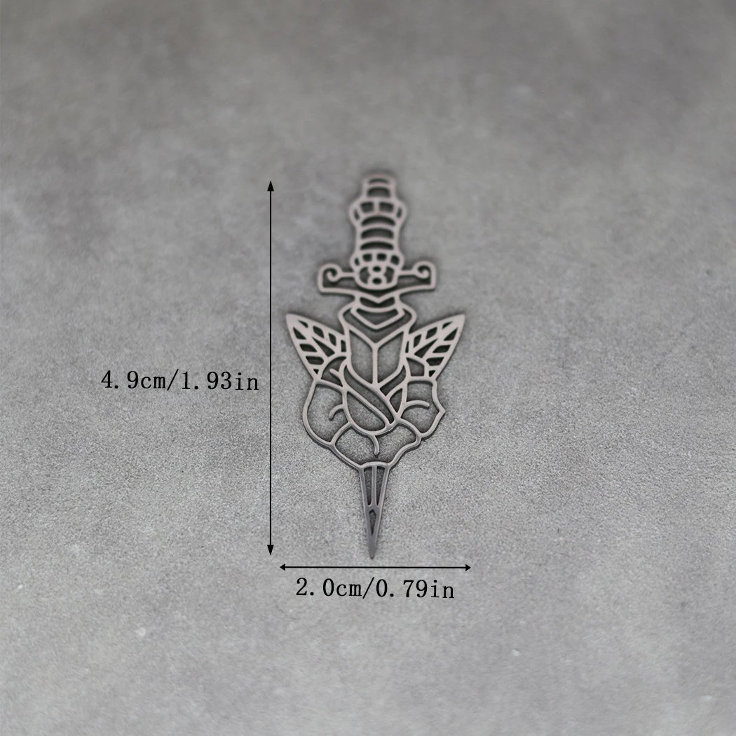 3pcs Magic Sword Rose Flower Charms DIY Craft Tassels Earrings Necklace Women Jewelry Making Stainless Steel Pendant Accessories