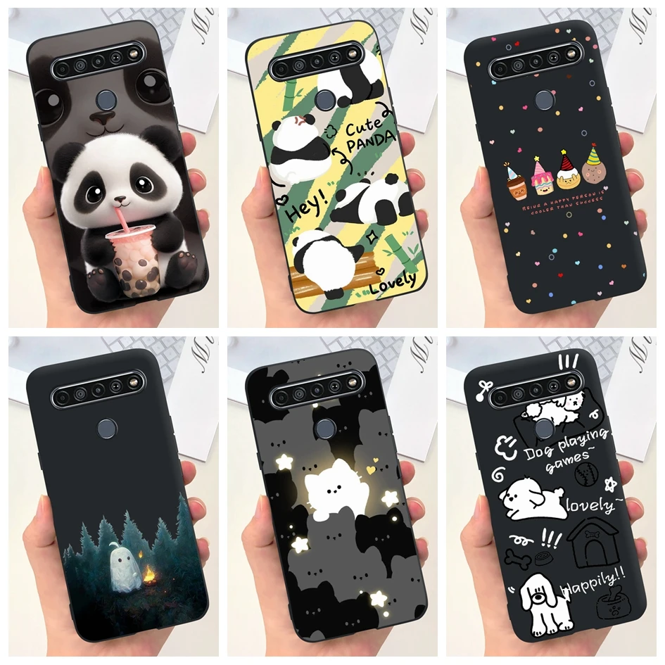 For LG K61 2020 Case LMQ630EAW LM-Q630 Cute Cartoon Cover Shockproof Silicone Black Phone Case For LG K61 K 61 LGK61 Soft Fundas