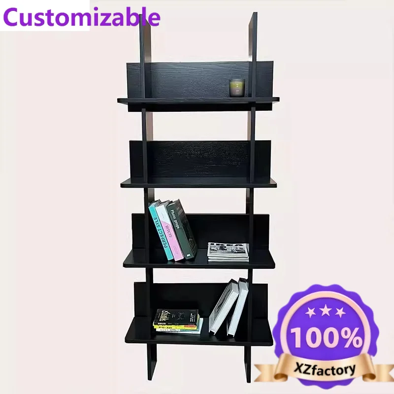 Factory Direct 2026 Top Scaffale multistrato nordico, scaffale per scale, medievale contro il muro, libreria nera