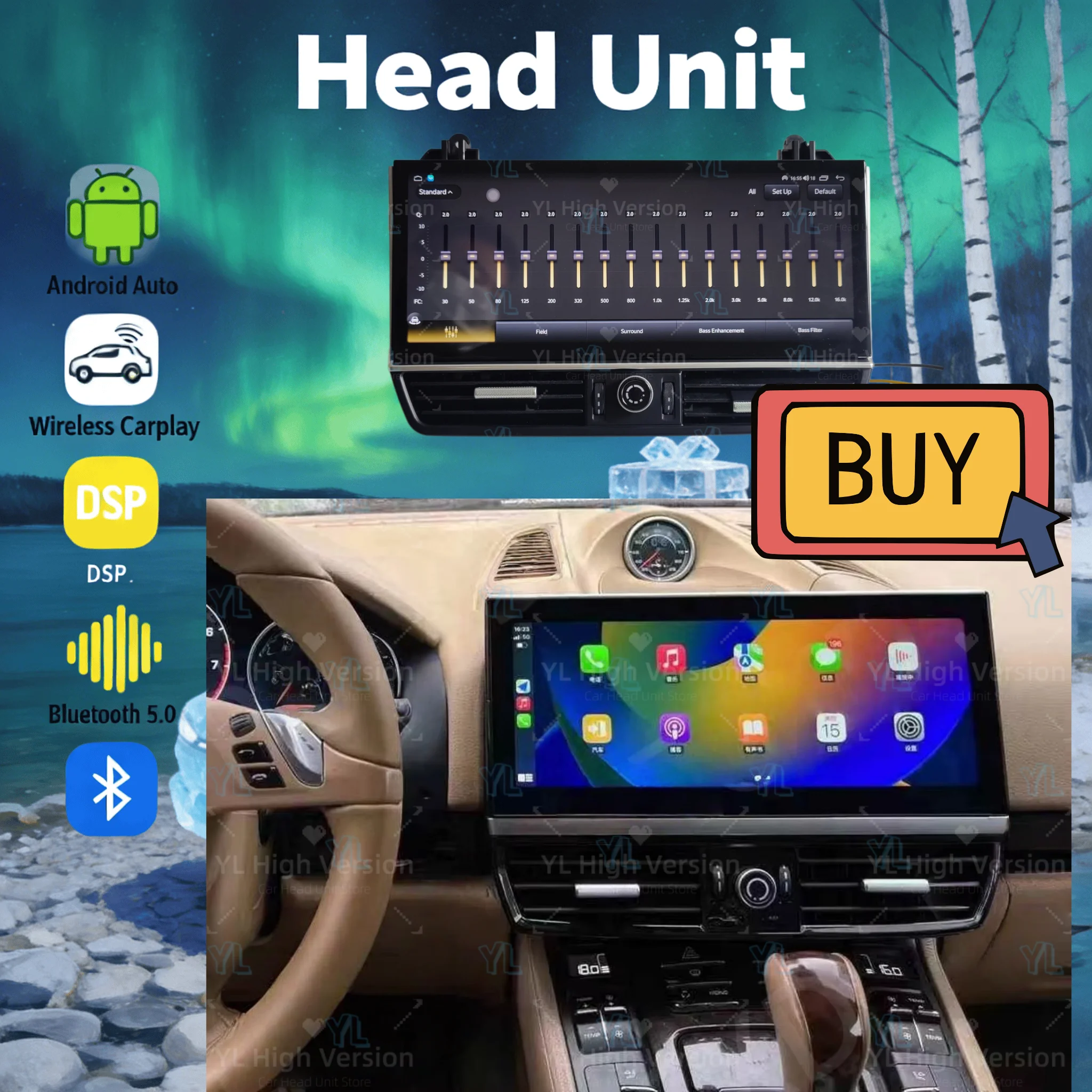

12.3-дюймовый мультимедийный видеоплеер для Porsche Cayenne 2011-2017 с GPS, радио, CARPLAY, разрешением 1920*720, Android 14, авторадио, Bluetooth 5.0, 4G