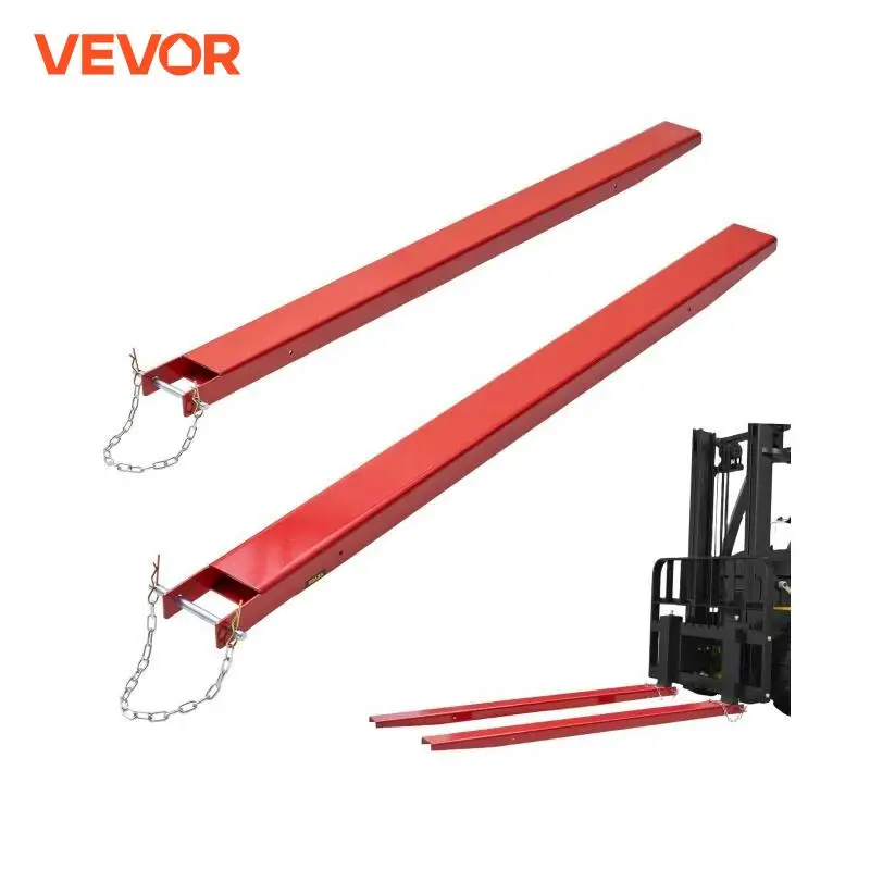 VEVOR 1 Pair 72/82in Pallet Fork Extensions Sleeve Carbon Steel  with Pins Forklift Attachments for Warehouse Cargo Handling