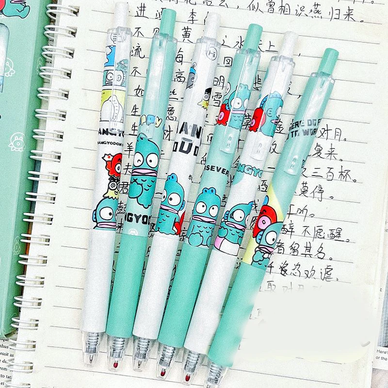 12Pcs Kawaii Sanrio Hangyodon Press The Gel Pen 0.5 Anime Figure Smooth and Quick Drying Ins Style forniture per studenti regalo per ragazza