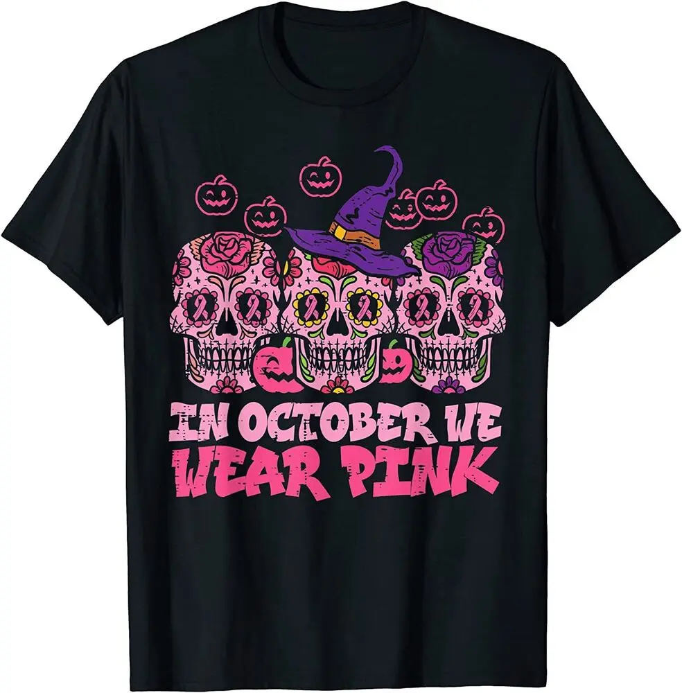 NEW LIMITED In October We Wear Pink Halloween Breast Cancer T-ShirtAnime Costume Cotton Short SleeveUnisex T-shirts for Men Wome