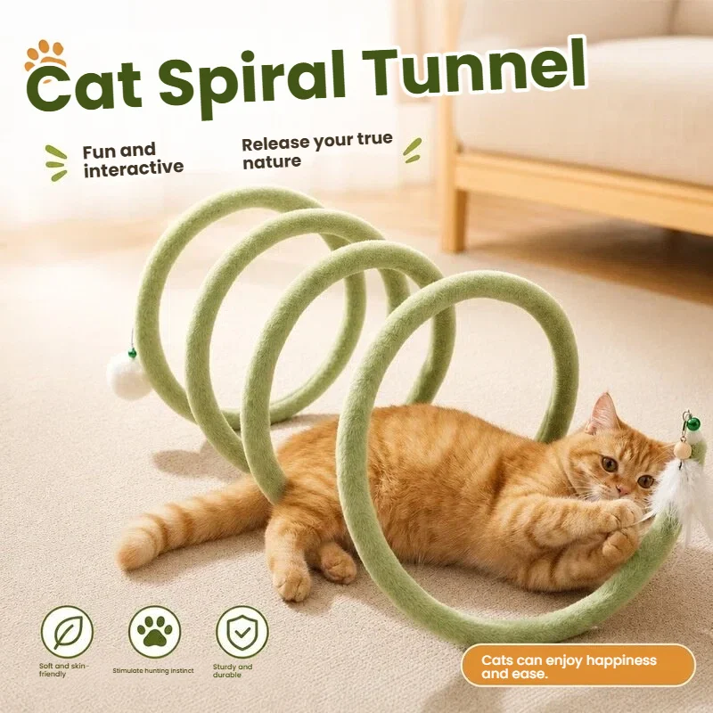 Foldable Plush Cat Tunnel Portable Interactive Pet Play Toy for Indoor Kitten Training