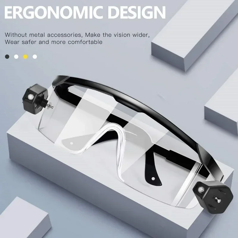 LED Protective Night Vision Glasses Built-in CR2032 Button Battery Dust Proof and Anti Fog Work Lamp Adjustable Reading Light