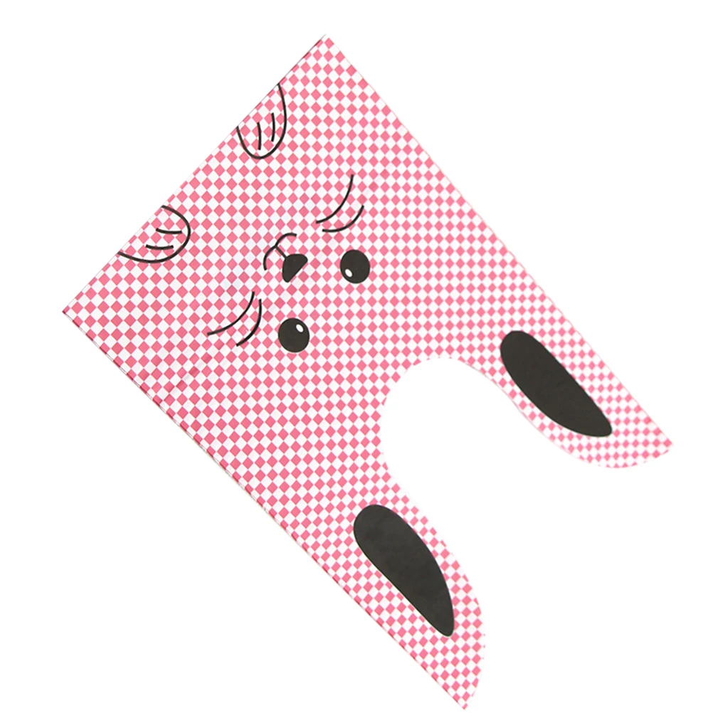 

50Pcs Food Grade Rabbit Bags Plastic Drawstring Pouches Snack Storage Wedding Favor Gift Bags Pink 13.5x22.6cm