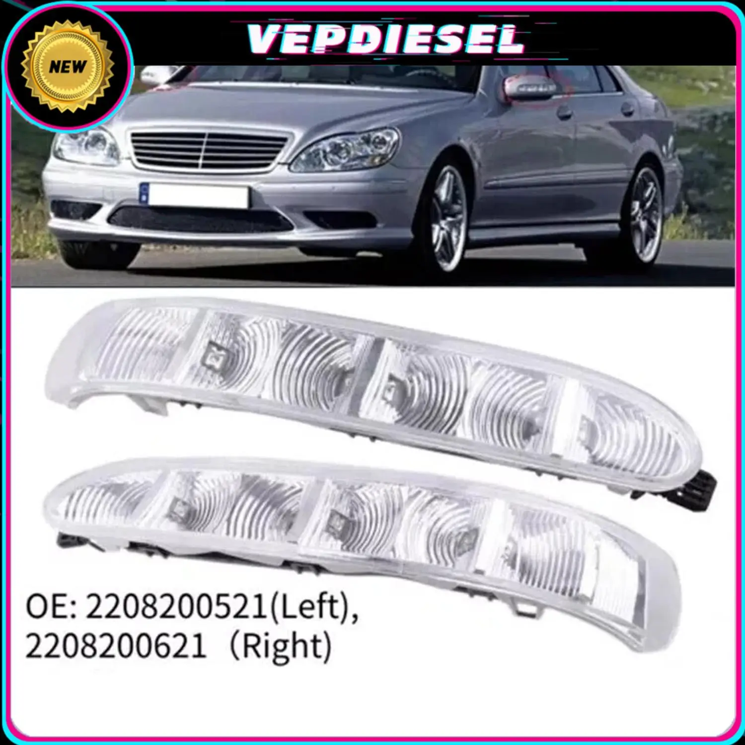 

Зеркальный указатель поворота 2208200521 2208200621 ДЛЯ Mercedes-Benz S Class W220 W215 2002-2005 Автомобильные аксессуары
