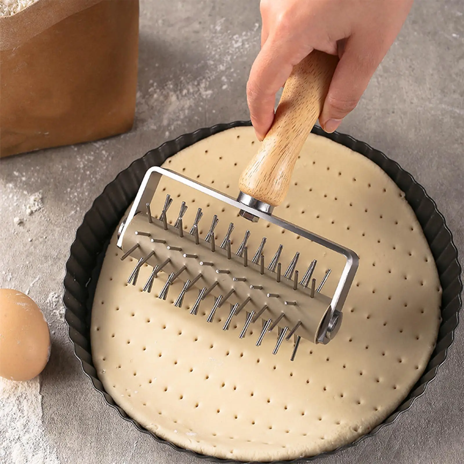 الفولاذ المقاوم للصدأ البيتزا الأسطوانة دوكر عجلة ثقب لكمة للخبز لتقوم بها بنفسك الخبز #2