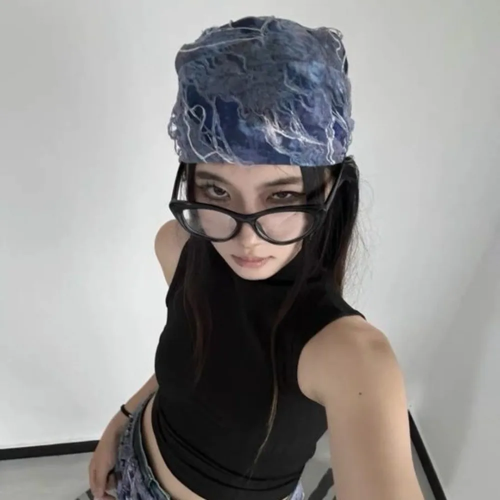 

Y2K Wasteland Style Hair Scarf Punk Hip Hop Tie-dye Hair Band Headband Square Sacrf Distressed Ripped Tube Top Streetwear