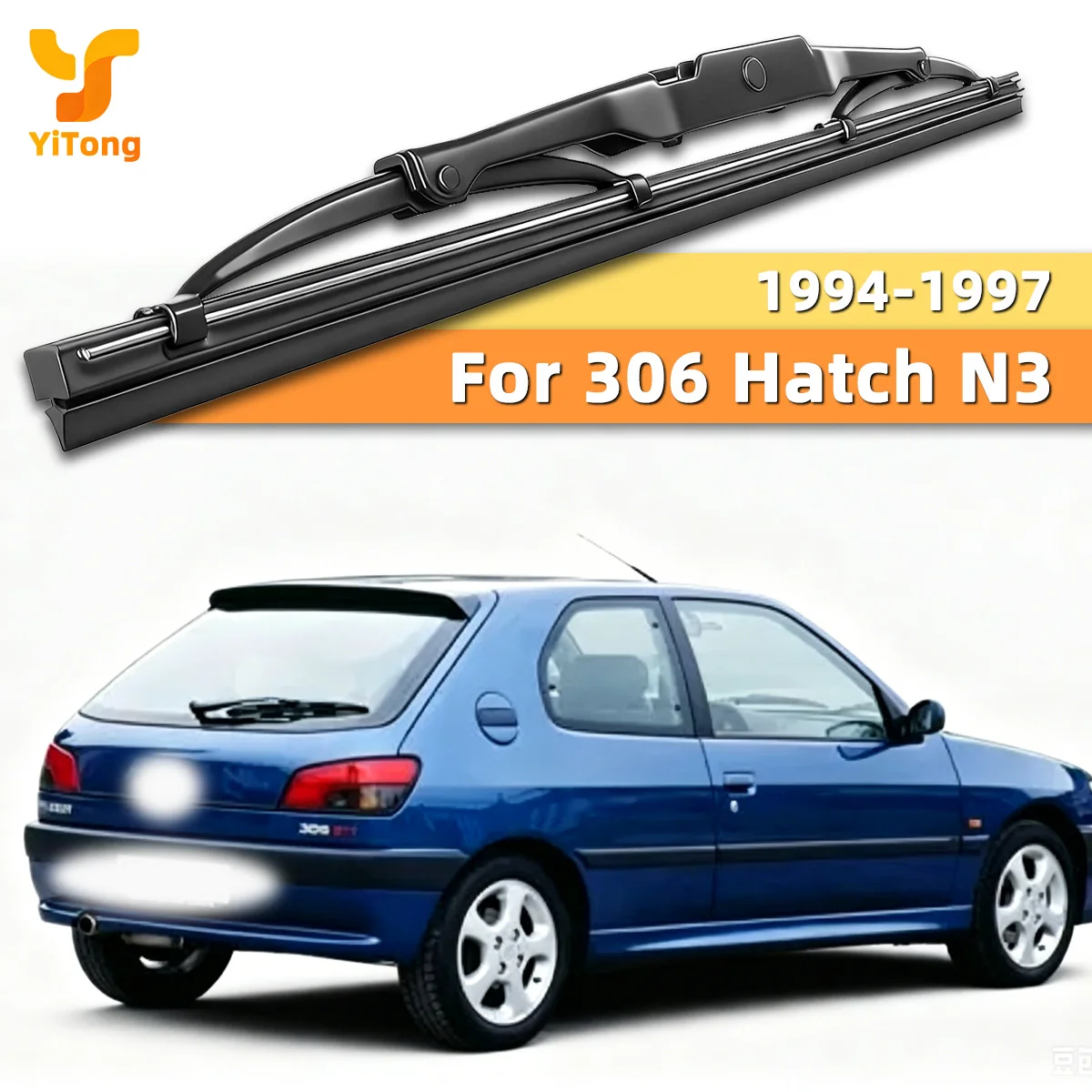 Yitong Heckscheibenwischerblätter sind geeignet für Peugeot 306 Hatch N3 1994-1997 Allwetter-Silent-Wischer mit Naturkautschukstreifen.