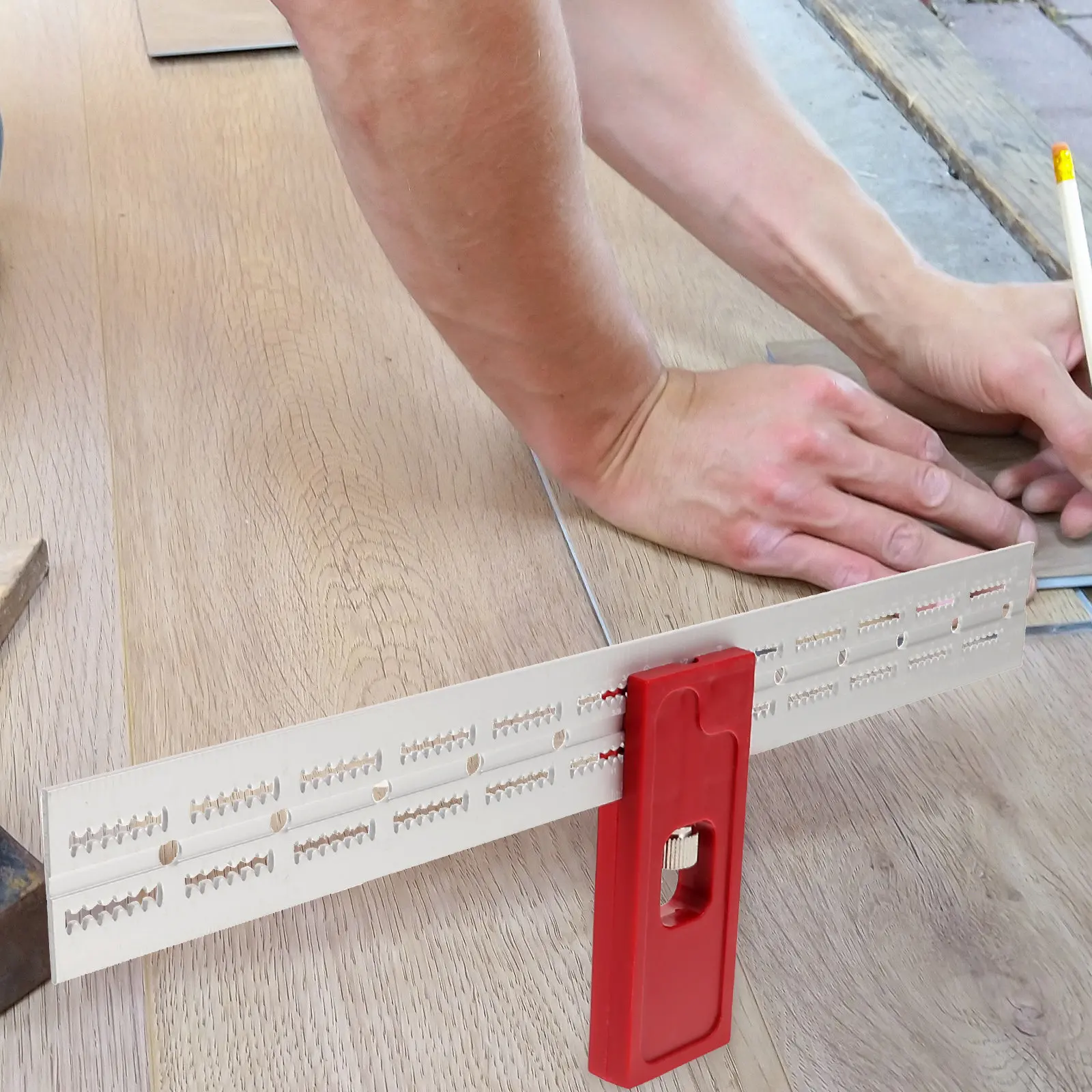 Woodworking Precision Measuring Tool Adjustable ABS Aluminum Scriber Ruler Carpenter Edge Ruler Cabinetry Layout Woodworking