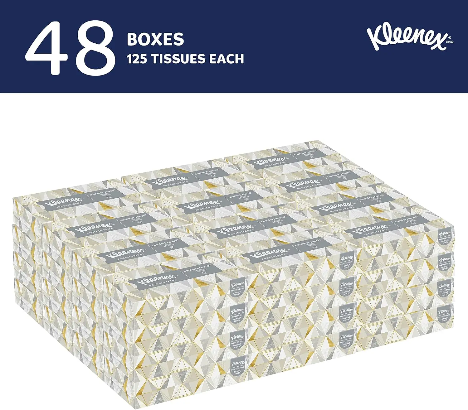 Kleenex® Professional Facial Tissues, Bulk (21606), 2-Ply, White, Flat Facial Tissue Boxes for Business (125 Tissues/Box, 48 Box