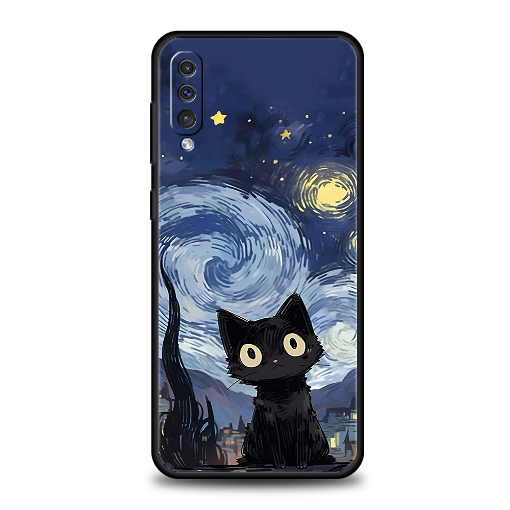 Cute Detection Cat Phone Case for Samsung Galaxy A24 A13 A53 A73 A33 A22 A12 A02 A03 A05 A70 A50 A10 A20 5G Silicone Cover Shell