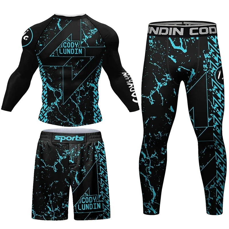 New Sportsuits Men\'s Kimono Jiu Jitsu Mma T-shirt+Pants Sets Muay thai MMA Shorts Bjj Rashguard for Men Gym Gi Boxing Jerseys