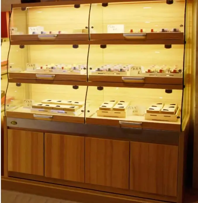 Bread cabinet bag display cabinet bag rack Nakajima cabinet cake shop bread shelf glass commercial drawer type