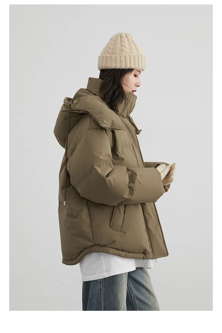 CHIC VEN Women Down Coat Solid Warm Down Jacket New 90 White Duck Down Windproof Hooded Female Overcoat Winter 2023