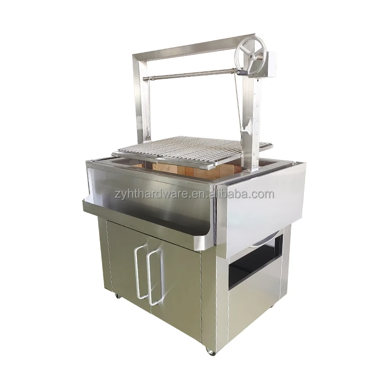 Outdoor Freestanding Height Adjustable Stainless Steel Wood or Charcoal Burning Argentine Style Grill