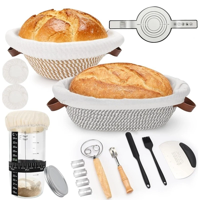 TFORU-1Set/21-Piece Sourdough Fermentation Set With Fermentation Basket And Bread Baking Accessories