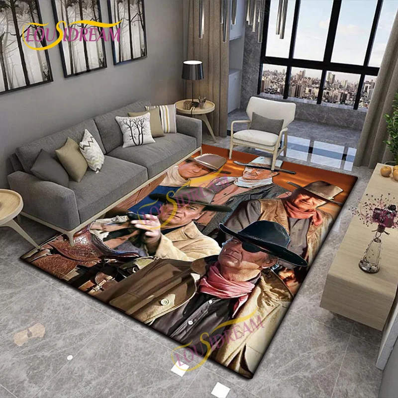 Home Area Actor Soft flannel Cowboy John Wayne rugs bedroom Bedroom Game Mats Bathroom Kitchen Door Mats Decor Carpet.