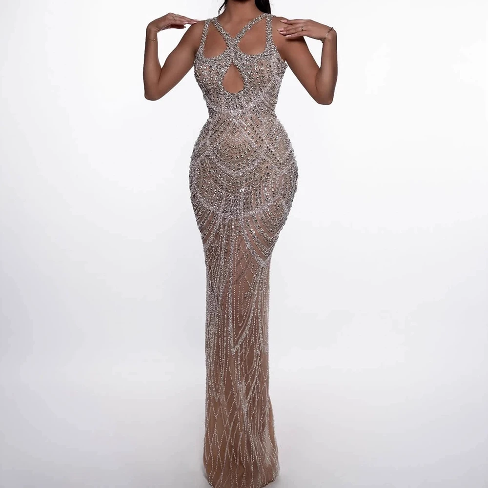 

Hot selling bandage design sparkling sequins slim mermaid long dress party evening dress couture-GZXX797
