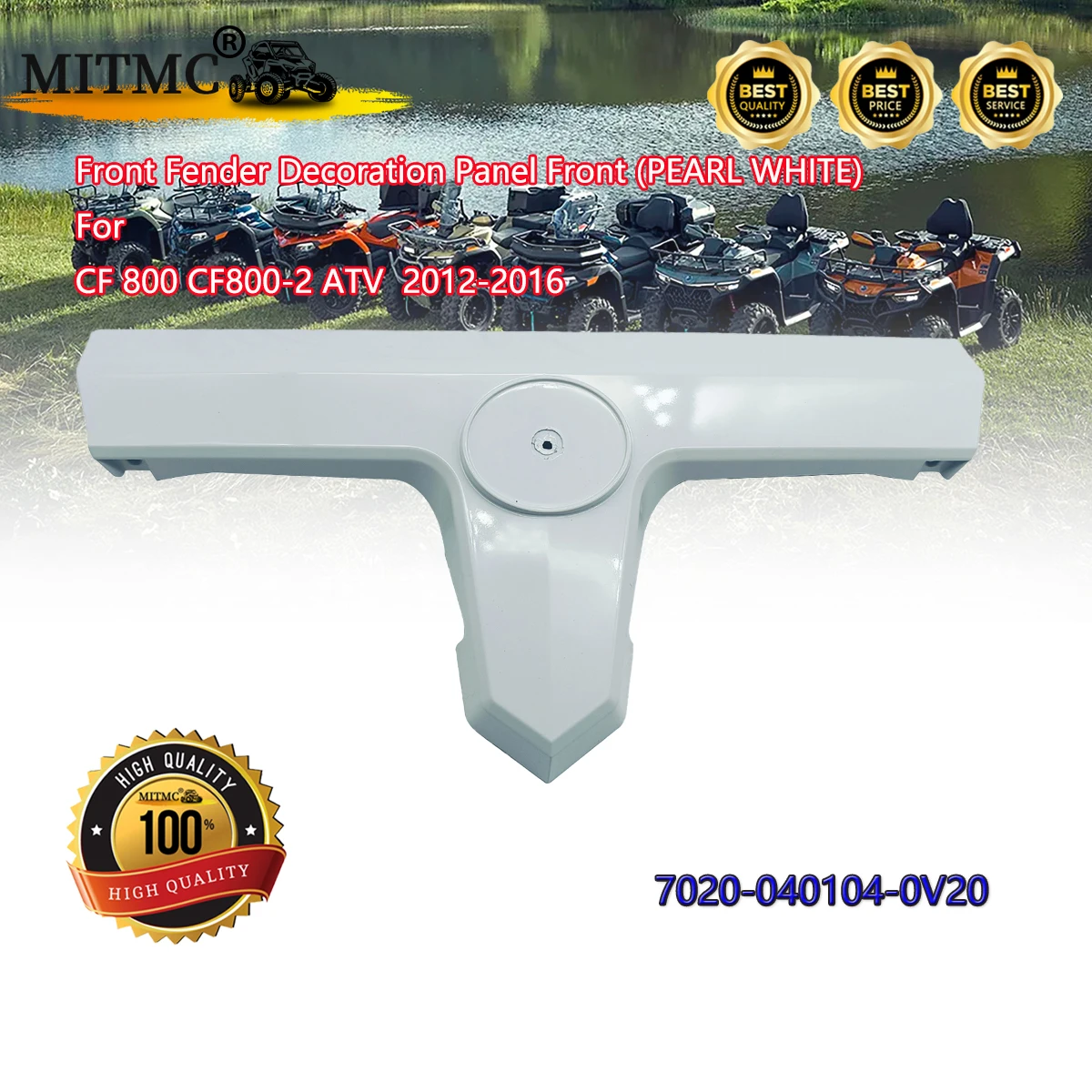 Front Fender Decoration Panel Front (PEARL WHITE) For CF 800 CF800-2 ATV  2012-2016 7020-040104-0V20
