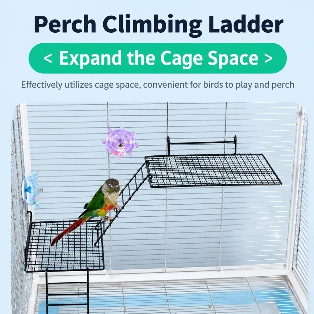 Hook and Screw Mount Parrot Station Durable Multi-Level Climbing Ladder Easy Install Open Claw-Friendly Grid