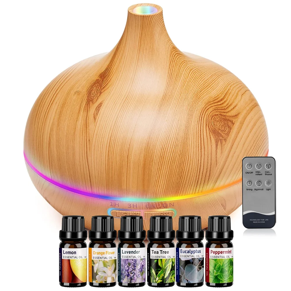 

550ml Essential Oil Diffuser for Room Office Cool Mist Aromatherapy Humidifier with Quiet, Ambient Lights,Waterless Auto Off