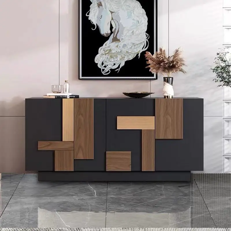 خزانة جانبية حديثة وبسيطة إيطالية خفيفة فاخرة لغرفة المعيشة تخزين جدار المنزل خزانة مدخل مصممة إسكندنافية خزانة شاي