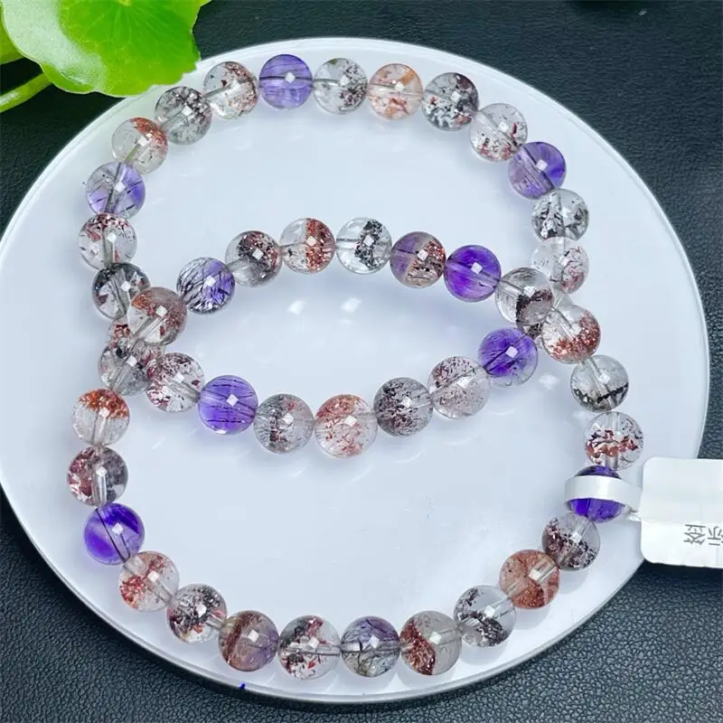Natural Fairy Super Seven Quartz Bead Bracelet Women Fashion Charm Crystal Healing Energy Gemstone Yoga Jewelry 1PCS 6/7/8MM