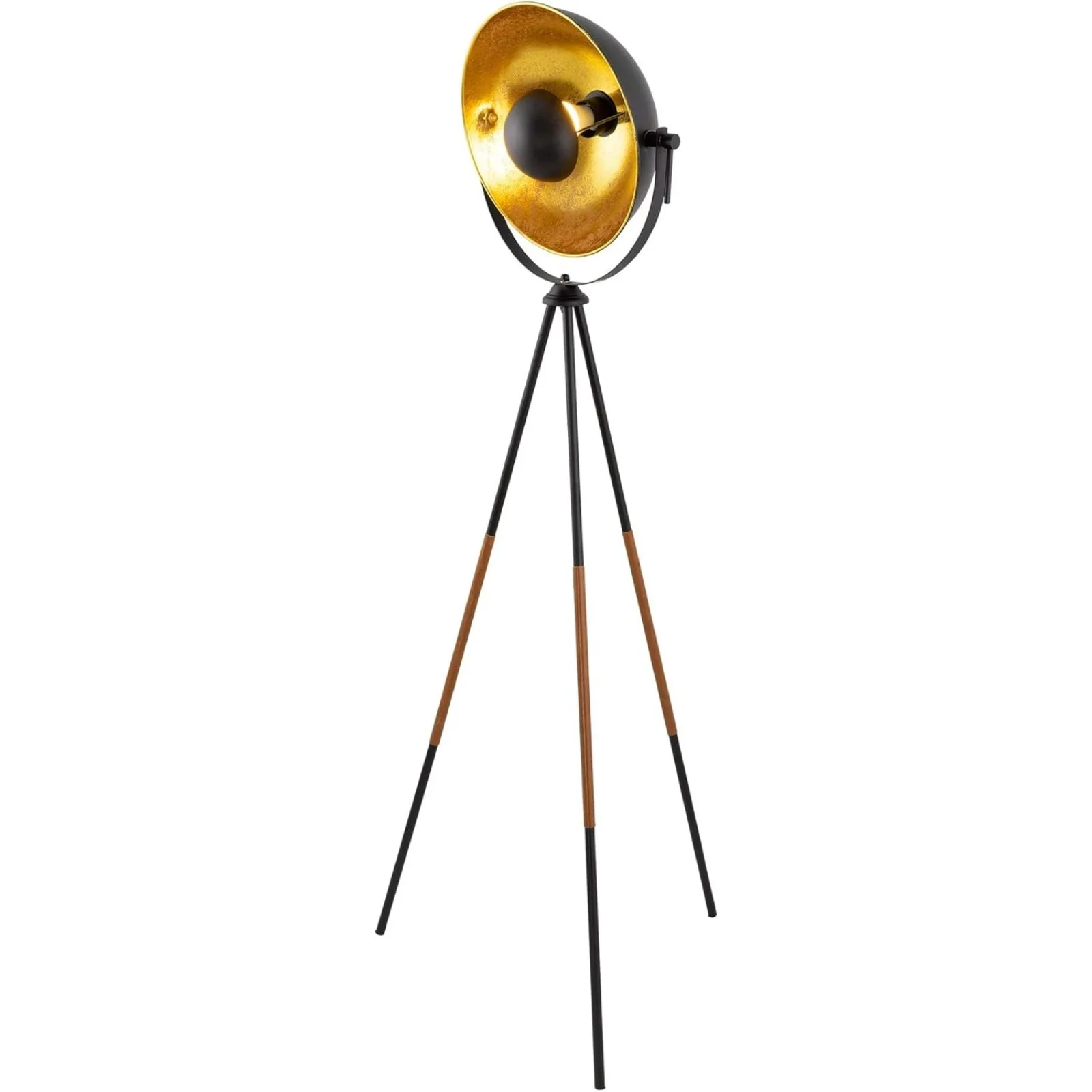 

US Kira Home Sulis 58" Modern Industrial Tripod LED Floor Lamp + 9W bulb (Energy Efficient/Eco-Friendly), Leather Accent Legs