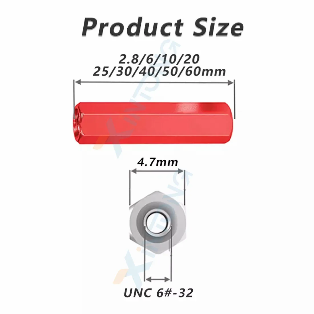 2Pcs Aluminum Anodised Threaded UNC 1/4-20 Standoff Spacers Hex Nuts Stud Sleeving Connector Length 5/10/15/20/30/35/40/50/60mm