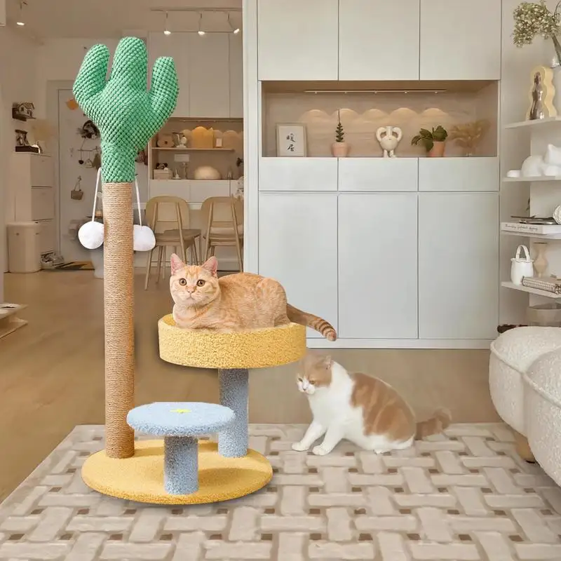 Cat Tree For Indoor Cats Cactus Cat Activity Center Interactive Cat Tree Playhouse Removable Cat Climber Stand With Space