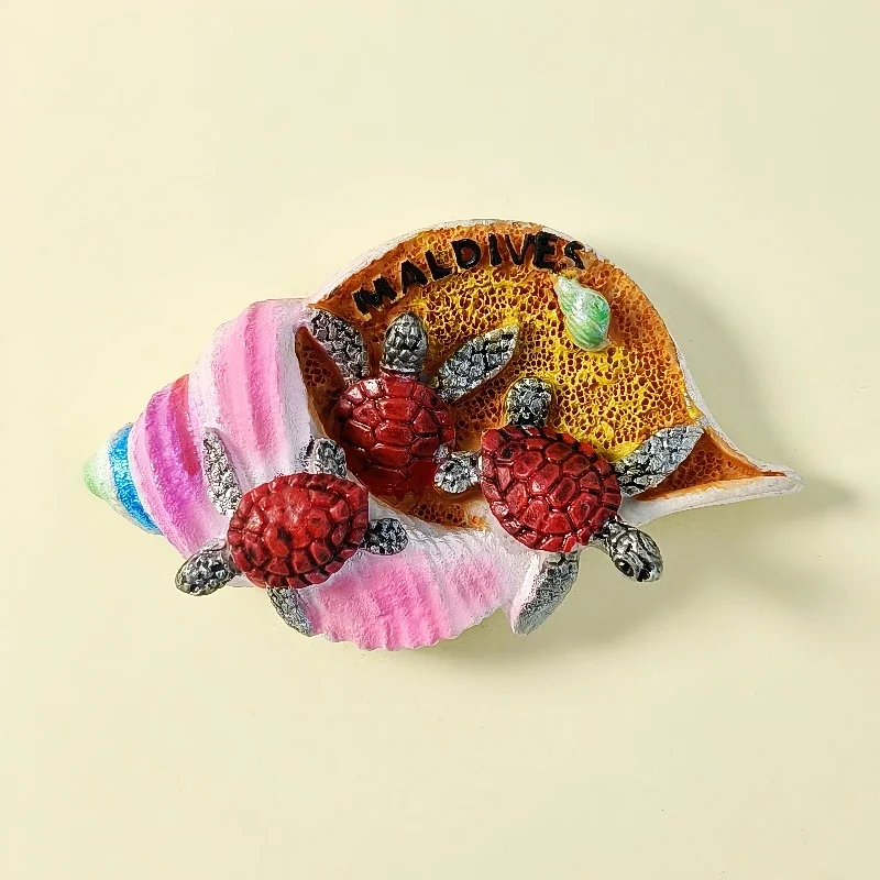 Shell Conch Turtle Refrigerator Magnet Maldives Souvenir Gifts Collection Hand-painted Home Decor Fridge Sticker