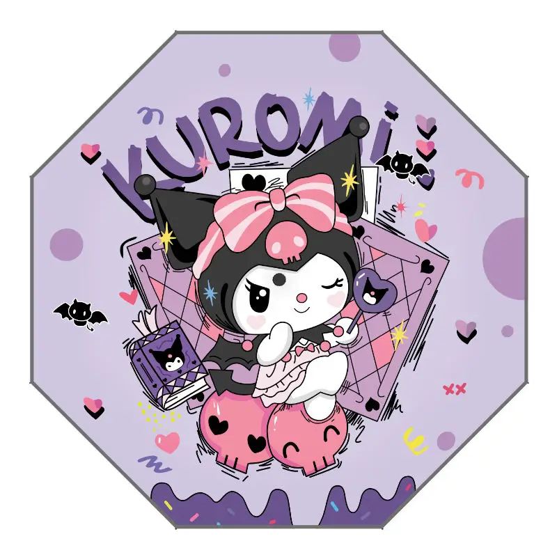 Paraguas para niños con dibujos animados Kuromi Melody, paraguas reflectantes de seguridad antirrebote