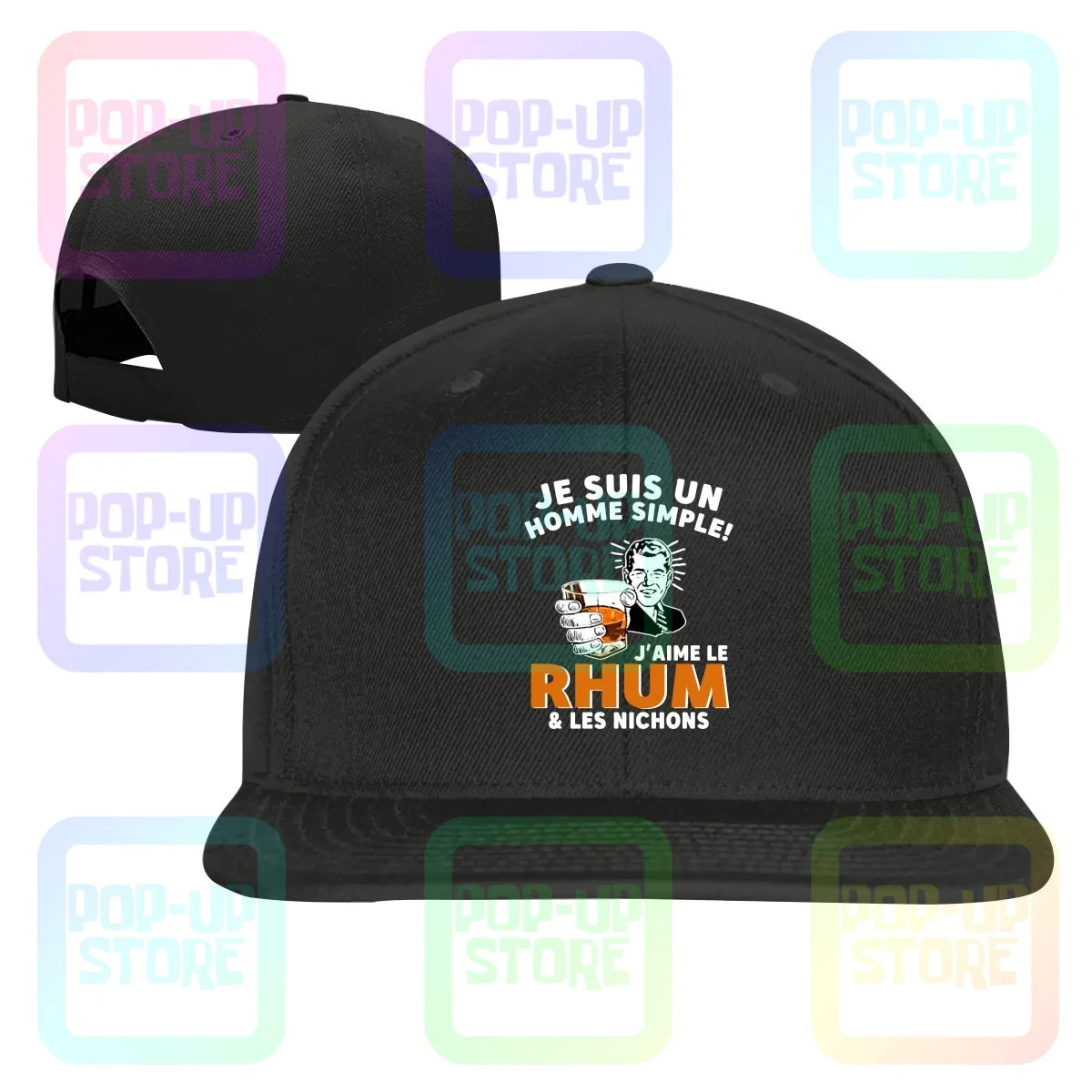 Je Suis Un Homme Simple J'Aime Le Rhum & Les Nichons Snapback Cap Baseball Caps Vtg Hot Deals