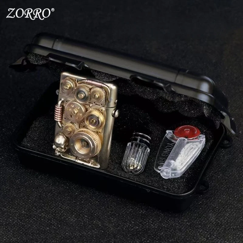 Zoro Steampunk Oil Lighter Mechanical No.1 Retro Handmade Customized Gear Linkage Welding