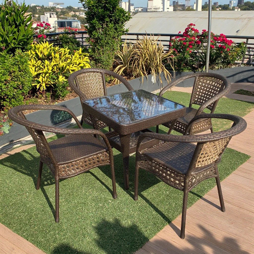 

Modern Outdoor Garden Furniture Durable Rattan Lounge Chair & Tea Table Set For Courtyard & Hotel Stylish Terrace Combination
