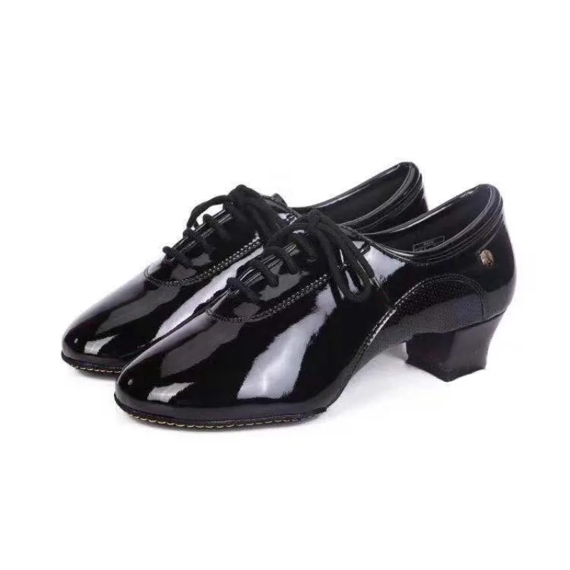 customized Men's Latin dance shoes with two soles imported wear-resistant soft professional patent leather 3012