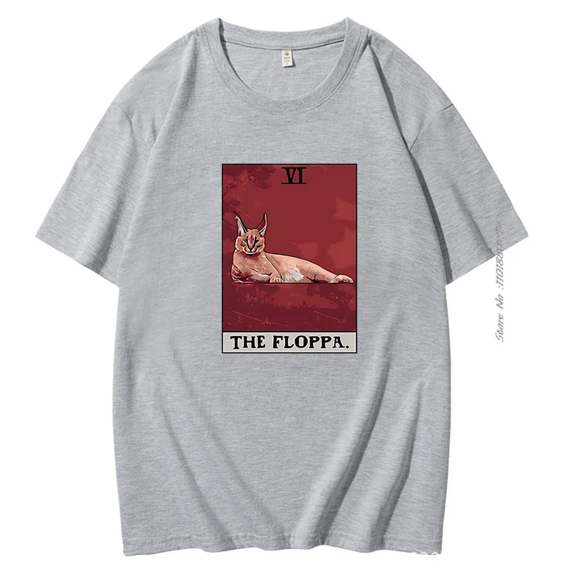 The Floppa Caracal Cat Card Meme Funny T Shirts Unisex Tops Retro Harajuku Graphic Tshirts Summer Short Sleeve T-Shirt