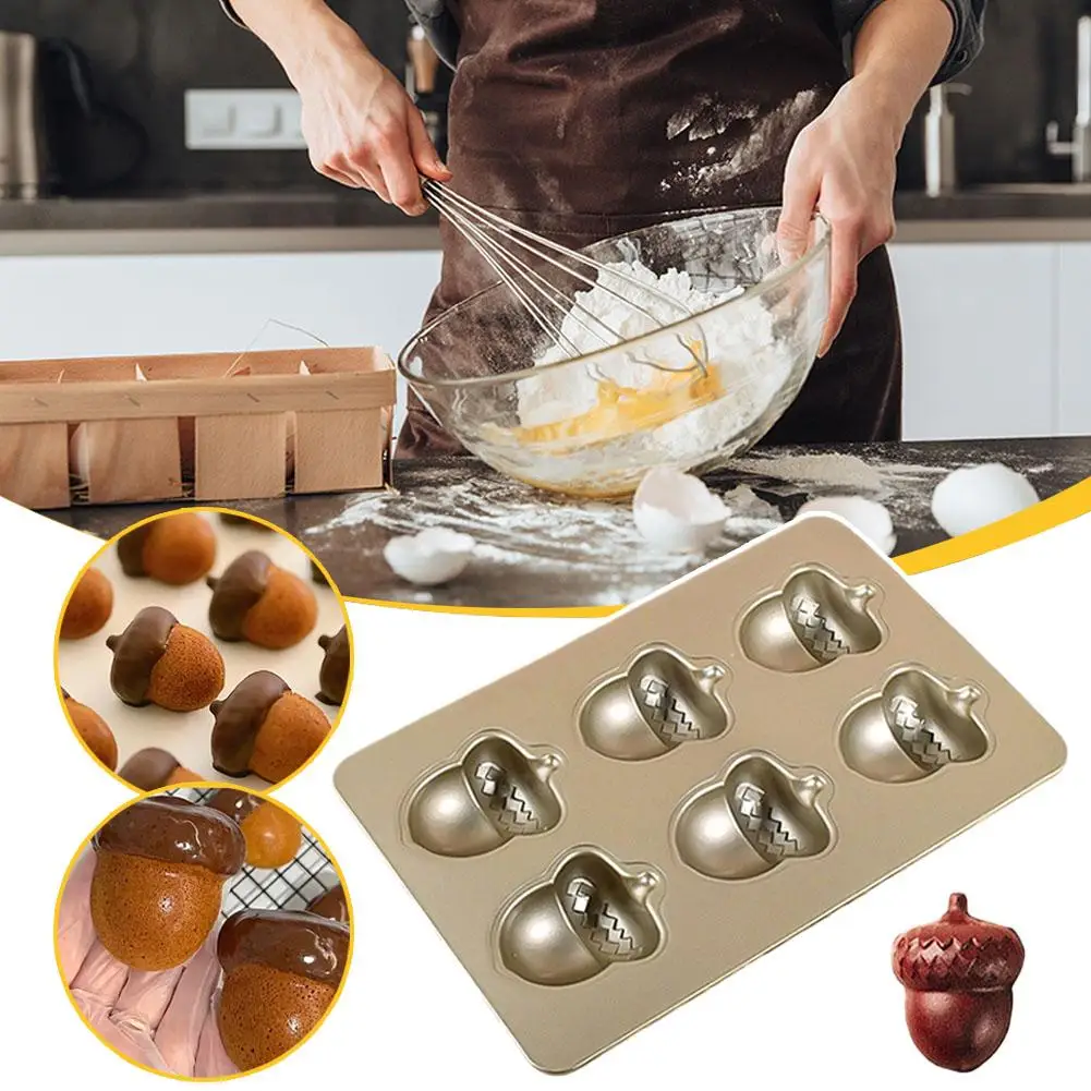 Molde para Pastel en Forma de Higo de Indias de 6 Tazas | Molde Antiadherente de Acero al Carbono para Magdalenas y Galletas de Nueces | Bandeja para Hornear Duradera, 1 Pieza