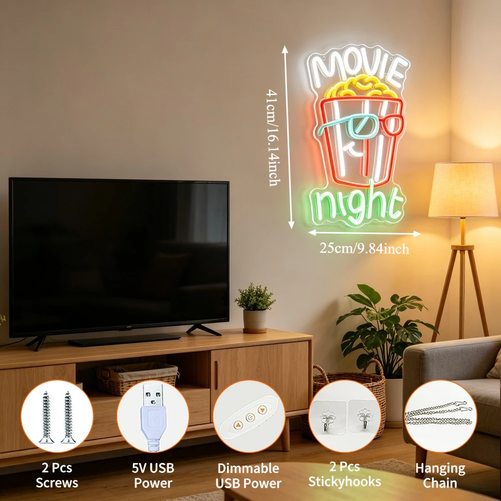 Filmabend Popcorn LED Neonlich – Home Cinema Wall Lights Bewertung und Preis