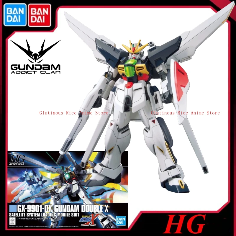 En stock Bandai-Kit de figuras de acción de Anime para niños Gundam HG DX Gundam doble X 1/144 modelo de ensamblaje juguetes regalos originales