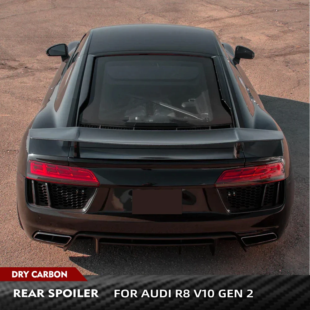 

Для Audi R8 GT V8 V10 Coupe 2016-2018 Gen 2 DRY автомобильный задний багажник из углеродного волокна, гоночный спойлер, крыло, задняя крышка багажника, спойлер Highkick