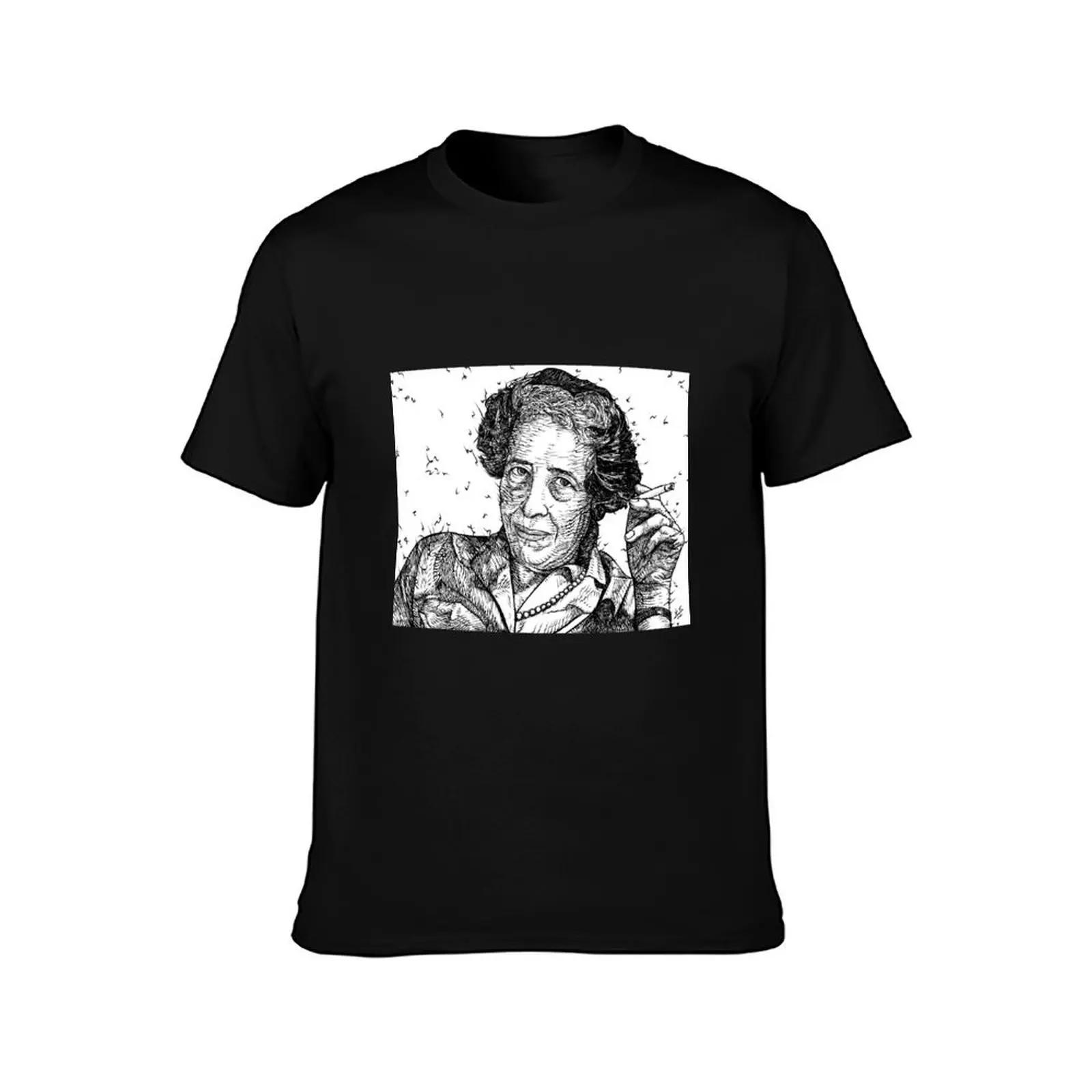 HANNAH ARENDT ink portrait .1 T-Shirt Basic Simple Casual Short Sleeve Tee T-Shirt