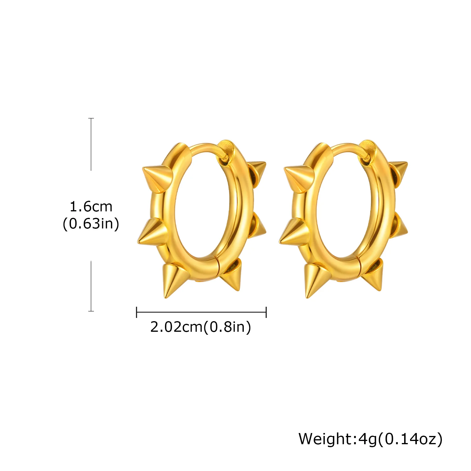 Creative Gothic Punk Rivet Heart Hoop Earrings for Parties