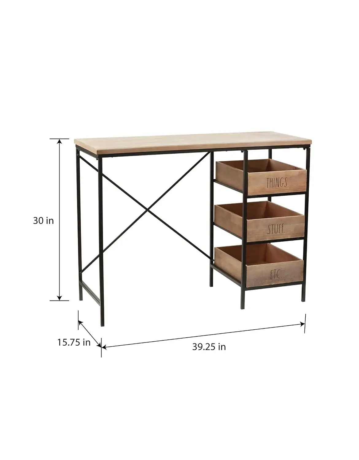 Wood Computer Desk with Drawers, Writing Table for Home Office Study PC, Industrial Metal Frame Large Workstation, Customized